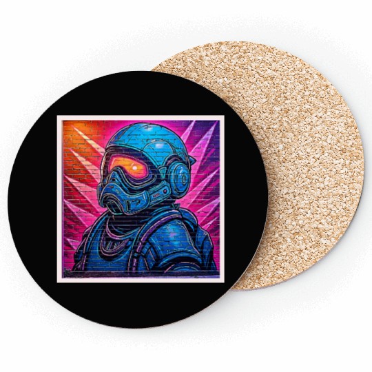Neon Cyberpunk Astronaut Coasters