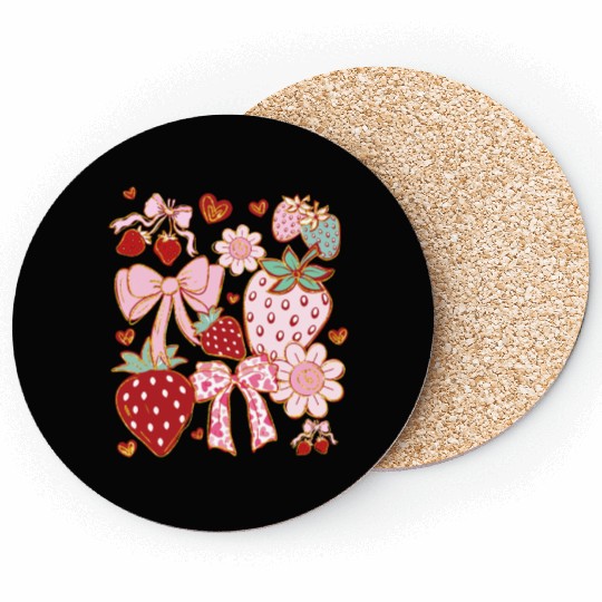 Boho Strawberry Coquette Coasters