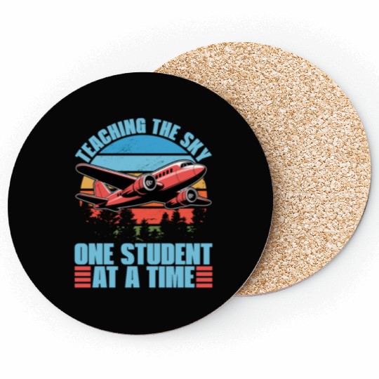 Flight Instructor Teaching The Sky Flight Lesson Coasters