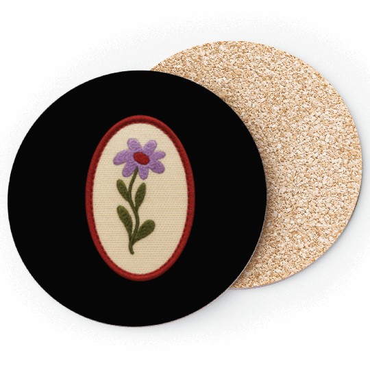 Vintage Embroidered Flower Print Coasters