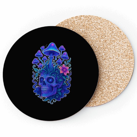 Fungi Mind - Trippy Skull Bloom Coasters