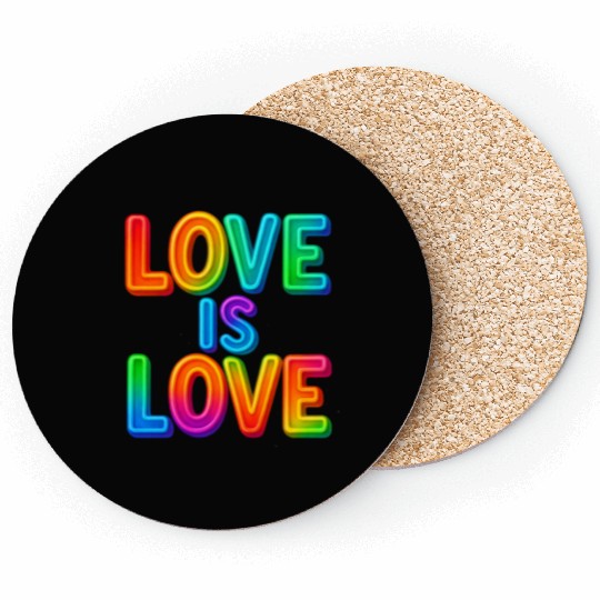 Love Is Love – Neon Rainbow Pride Statement Coasters
