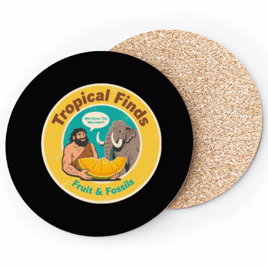 Caveman Mammoth Retro Ancient Fruit Discovery Coasters