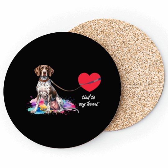 Pointer Tied To My Heart Coasters