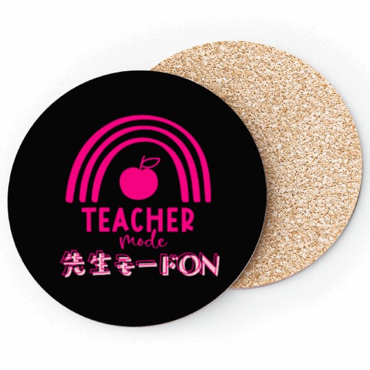 Teacher Mode Boho Apple Pink Coasters