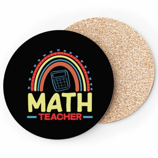 Math Teacher Rainbow Graphic Art Coasters