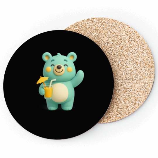 A bear cub with a cocktail Coasters