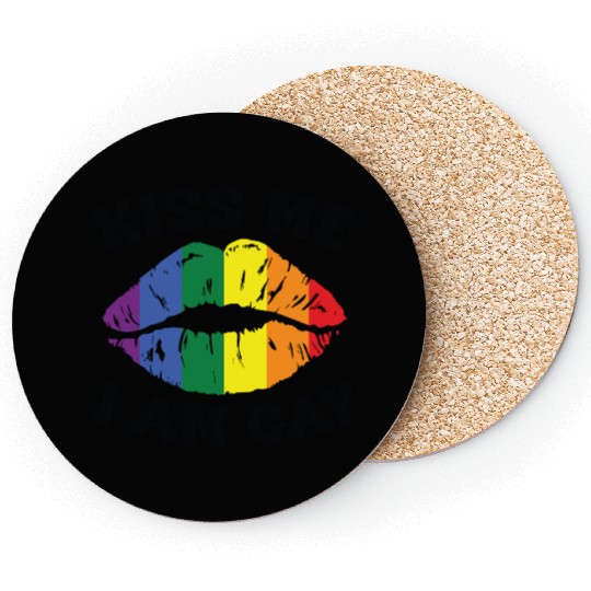 Gay Pride Kiss me i am gay Coasters
