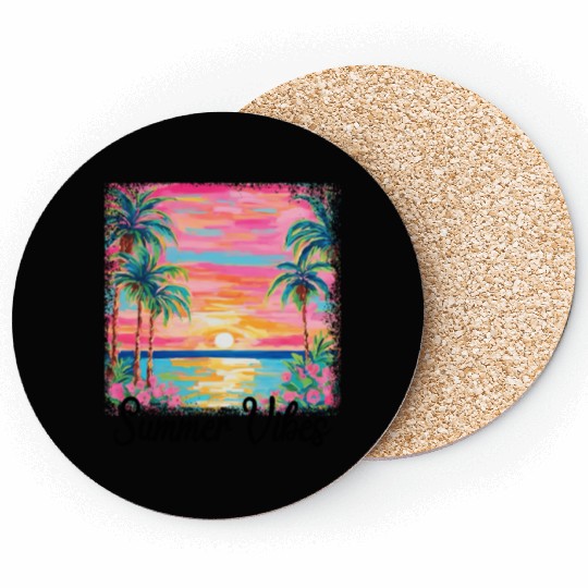 Summer Vibe Preppy Beach Coasters