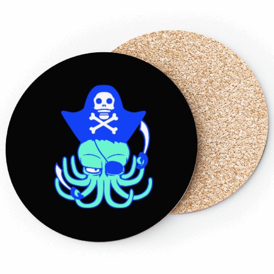 Octopus pirate crew captain sailor buccaneer sail Coasters