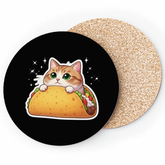 Taco Cat | Cute Kitty in a Taco | Purrfectly Tasty Coasters