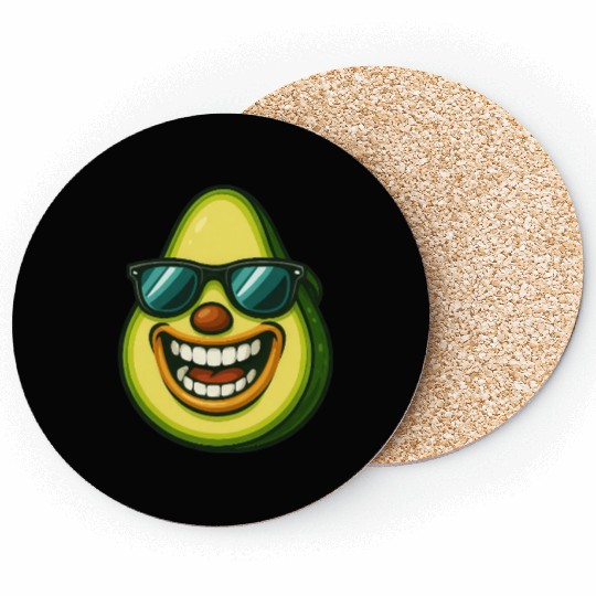 Cool avocado with sunglasses summer veggie fun Coasters