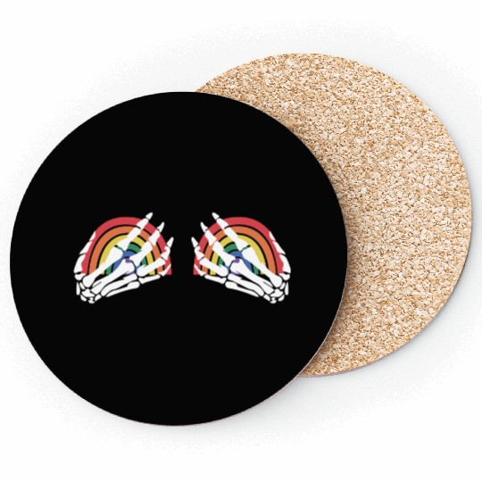 LGBTQ Skeleton Hand Rainbow Coasters
