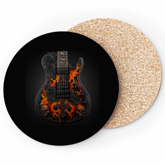 Gothic Guitar Sticker Coasters