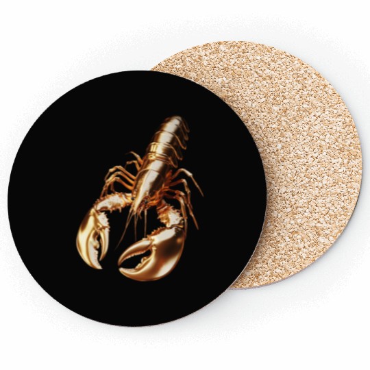 Golden Lobster – Elegant 3D Sea Animal Art Coasters