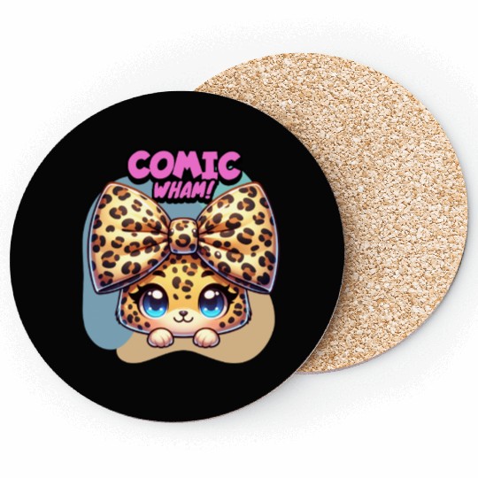 Comic Wham! – Cute Leopard with Giant Bow Coasters