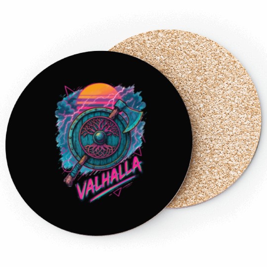 Viking Valhalla Norse Retro Vaporwave Coasters