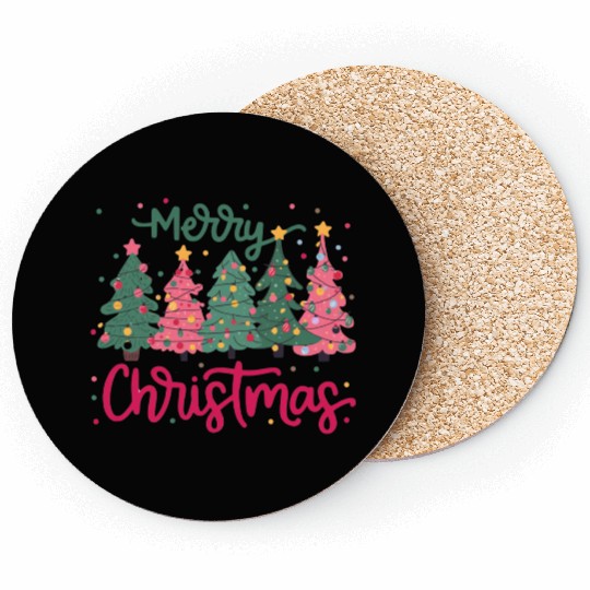 Merry Christmas Christmas Tree Coasters