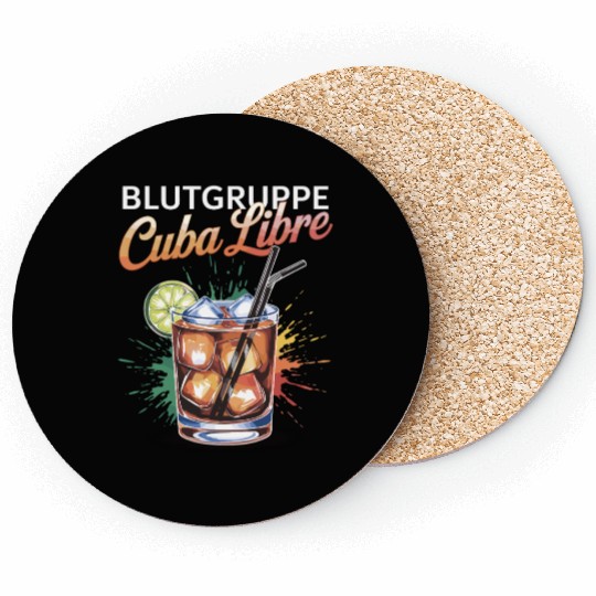 Blutgruppe Cuba Libre Cocktail Bartender Coasters