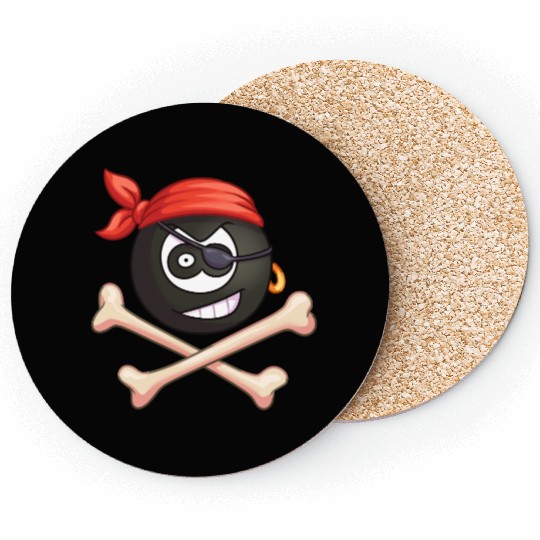 8-Ball Pirate (Pocket) (Jolly Roger style) Coasters