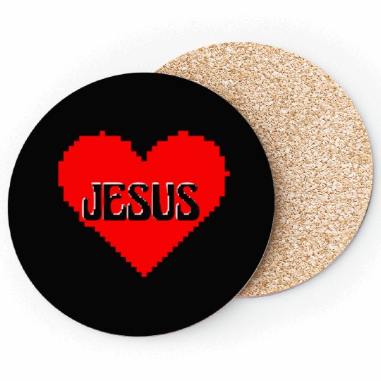 I LOVE JESUS PIXEL ART Coasters