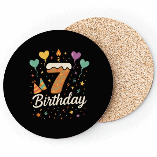 7th Birthday Coasters for Kids