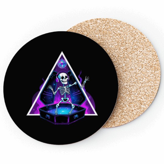 Neon Dancing Skeleton in Coffin Coasters