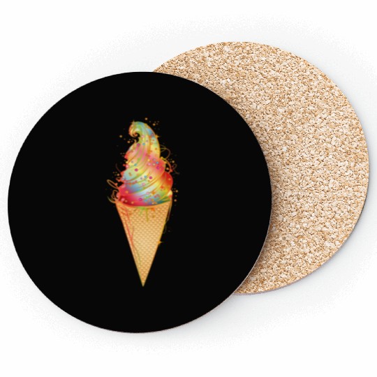 Artfully decorated ice cream in a waffle cone Coasters