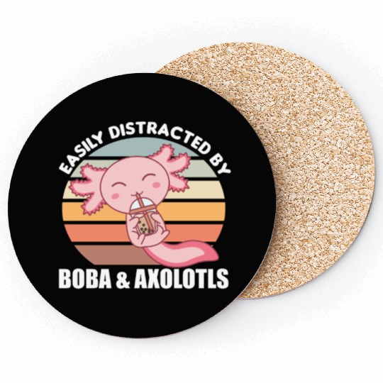 Bubble Tea Axolotl Chocolate Sweet Animals Boba Coasters