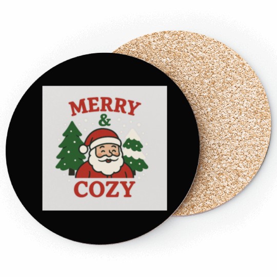 Christmas Graphic Festive Merry Cozy Coasters