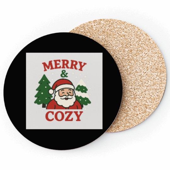 Christmas Graphic Festive Merry Cozy Coasters