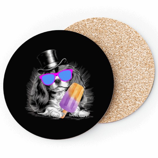 Cavalier King Charles Spaniel with a popsicle Coasters