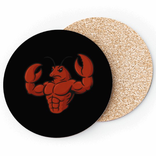 Crab lobster fitness workout cartoon strong biceps Coasters