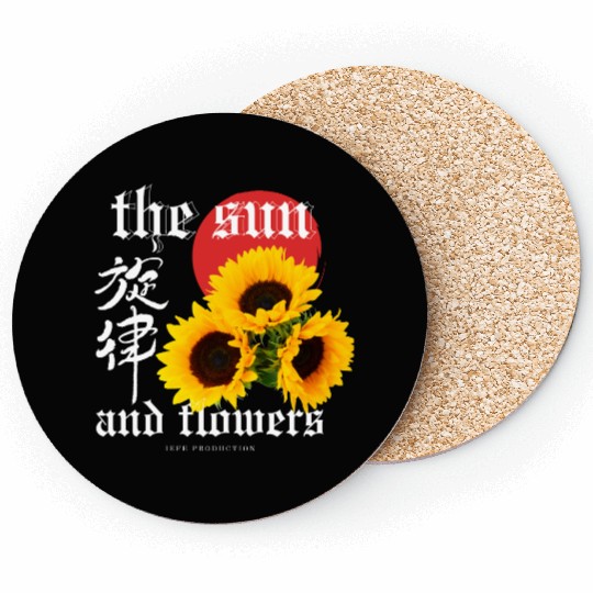 Japanese sun flower Dark Fantasy Coasters Design