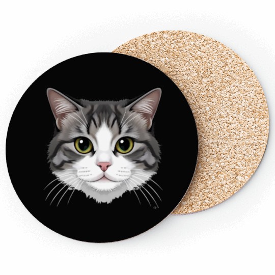 Realistic Cat Face – Feline Charm in Every Detail Coasters