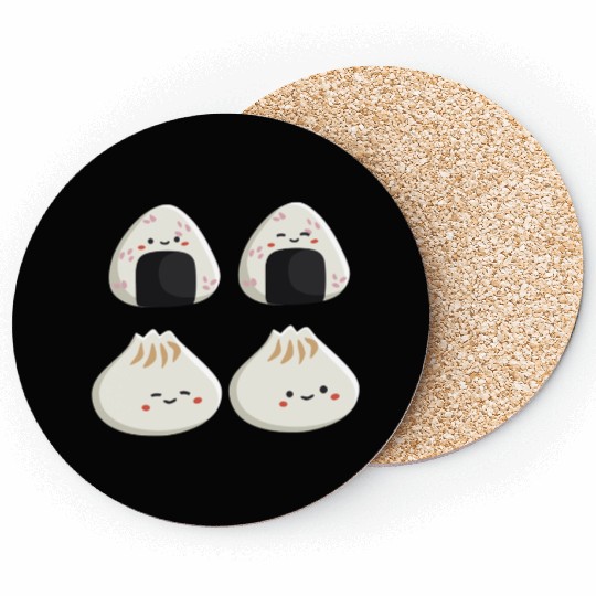 Onigiri and dumpling face character Coasters