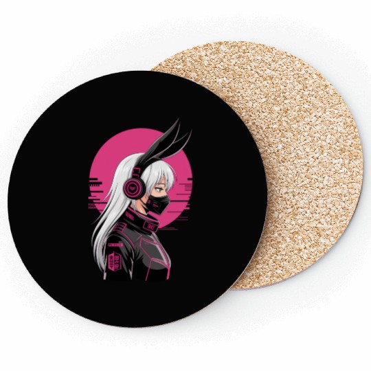 Futuristic Cyberpunk Girl Coasters