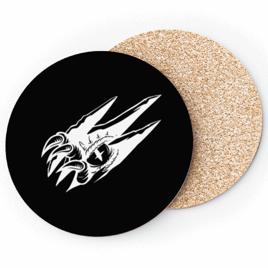 Dragon Eye Claw Rip White Outline Coasters
