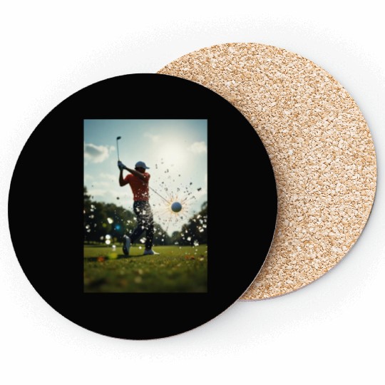 Dynamic Golf Swing Illustration Coasters