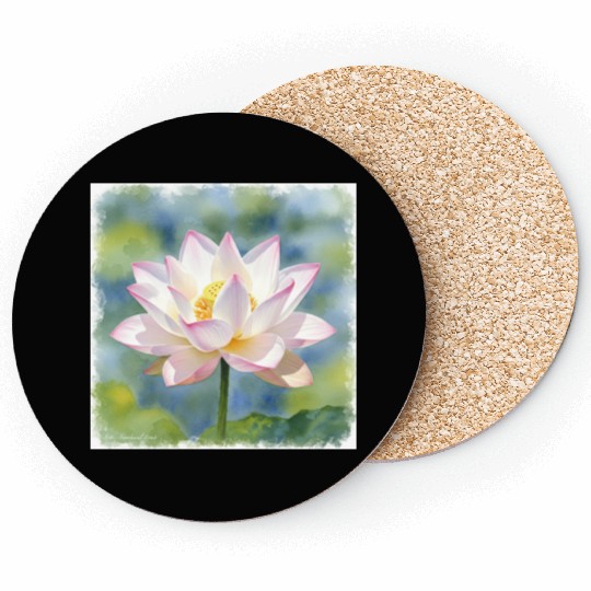 Serene Water Lily Floral Print Coasters