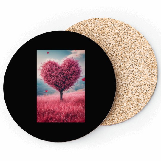Romantic Heart Tree in Bloom Coasters