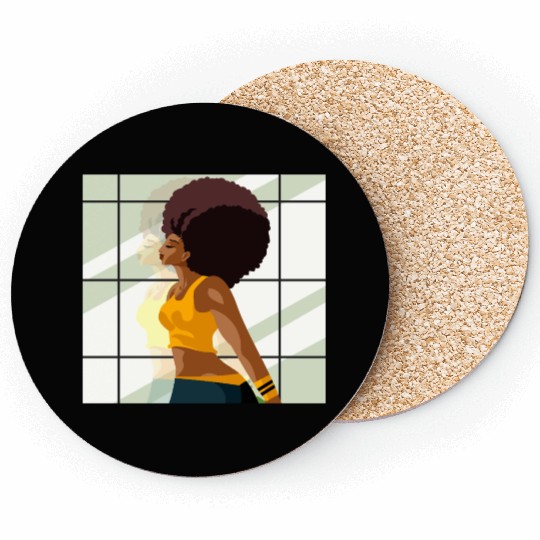 afro fitness girl in gym Coasters