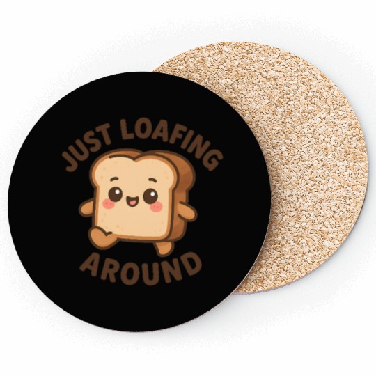 Cute Toast Loafing Meme Design Coasters