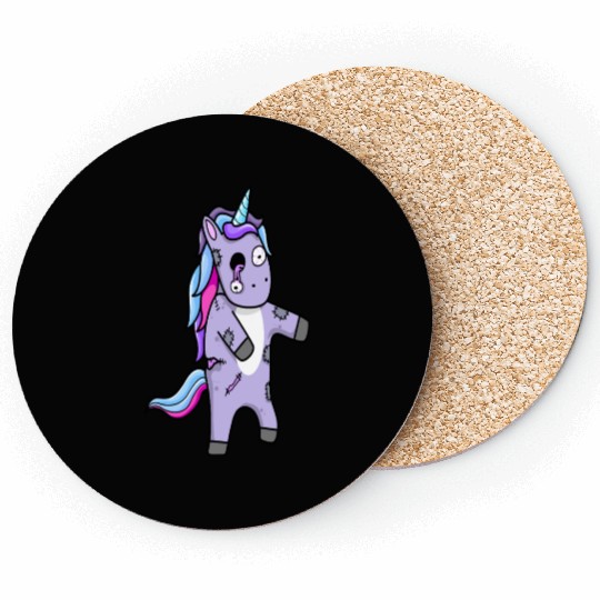 Cute Zombie Unicorn Plush Design Coasters