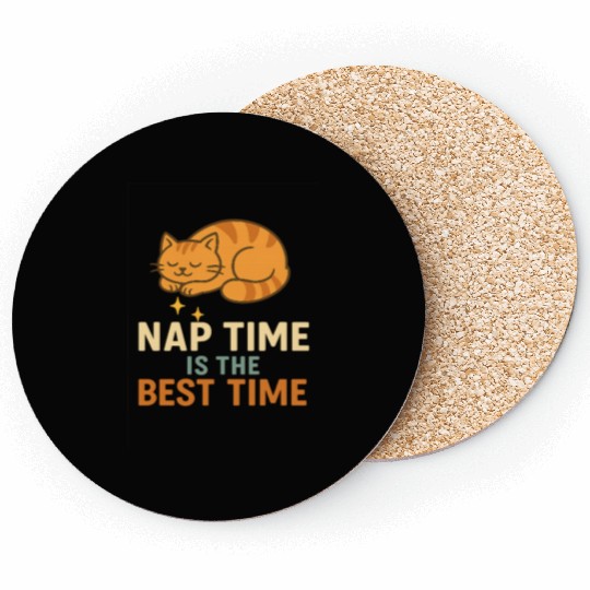 Cute Sleeping Cat Nap Time Design Coasters