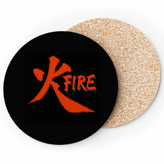 Fiery Ink Brush Art Coasters