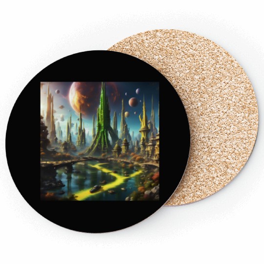 Alien World / Futuristic Sci-Fi Cityscape Coasters