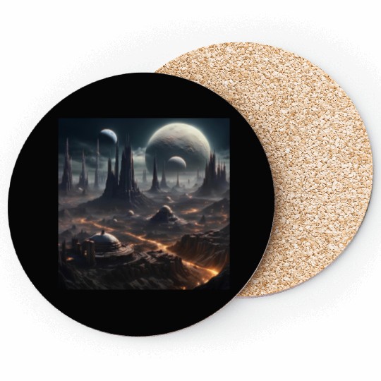 Dark World: Alien Planet Landscape Coasters