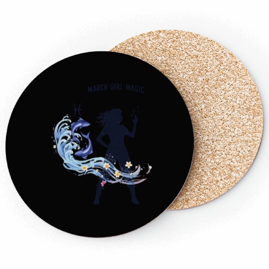 March Girl Magic Watercolor Design Coasters