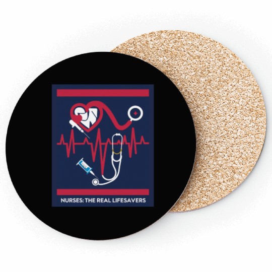 Registered Nurse RN Coasters Heartbeat Line Design